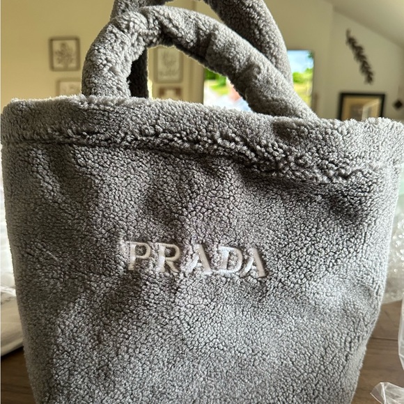 Prada Gray Shearling Tote - Picture 1 of 6